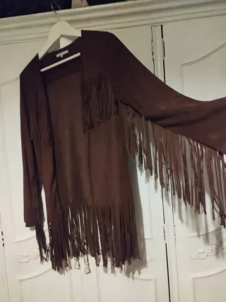 Chaqueta antelina con flecos talla única