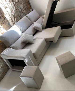 Sofá modular gris tela