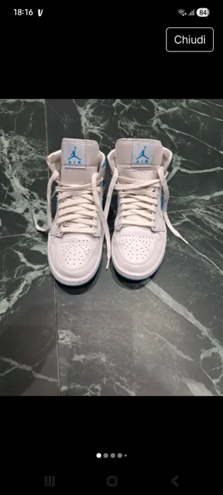 Nike Air Jordan 1 Mid Blu/Bianco Tg 39