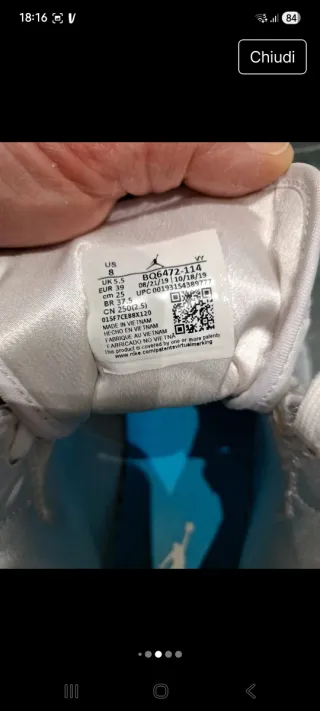 Nike Air Jordan 1 Mid Blu/Bianco Tg 39