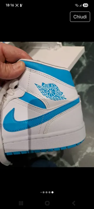 Nike Air Jordan 1 Mid Blu/Bianco Tg 39