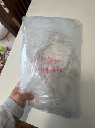 Disfraz ángel blanco tul alas plumas