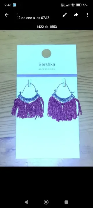 Pendientes Bershka Morado y Plateado