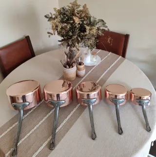 Conjunto de cazos franceses de cobre