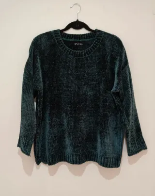 Jersey chenilla Stradivarius verde azulado