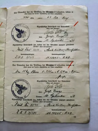 Militaria Distintivo Documento Reichssportabzeich