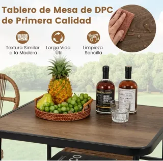 Conjunto Mesa y Sillas Jardín Ratán