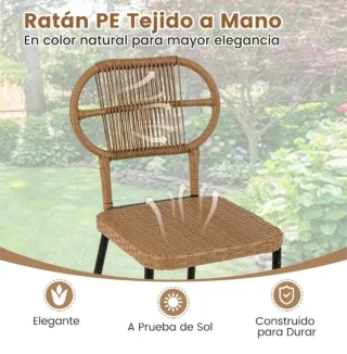 Conjunto Mesa y Sillas Jardín Ratán