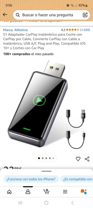 Adaptador CarPlay Inalámbrico USB