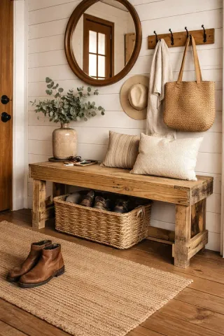 Bancos de madera rústica