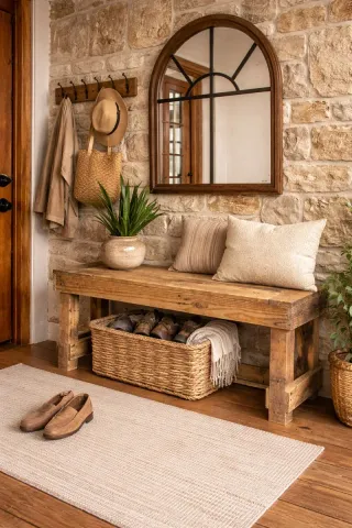 Bancos de madera rústica