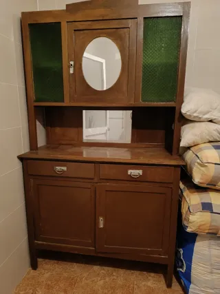 Preciosa Alacena Antigua Madera y Cristal