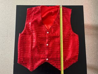 Disfraz Chaleco y Sombrero Brillante Rojo.