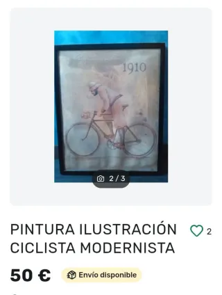 Pintura ilustración ciclista 1910.
