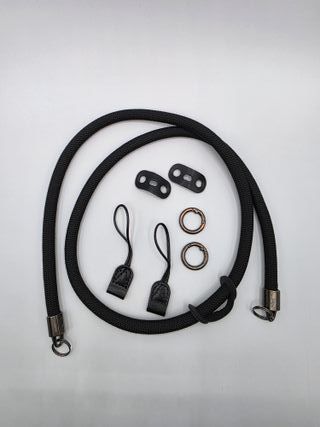 Alça de Câmera Corda Preta com Acessórios