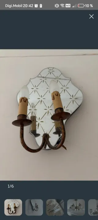 Lampara Aplique Veneciano Art Decó Años 40