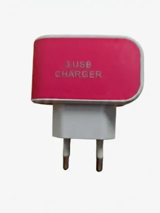 Cargador Triple USB Rosa/Blanco