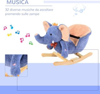 Caballo de Balancín de Madera Elefante para Niños 60X33X45Cm