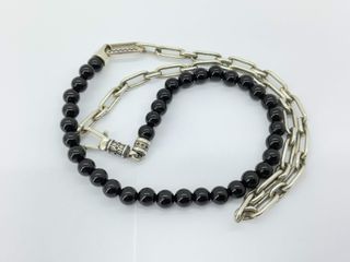cadena plata 925mm con onix 23cm