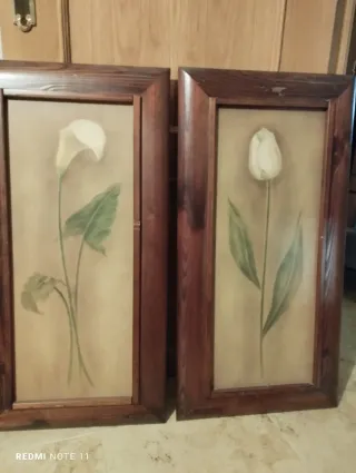 Set di 2 quadri con fiori classici