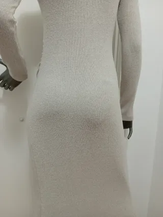 Vestido largo de punto beige Talla S