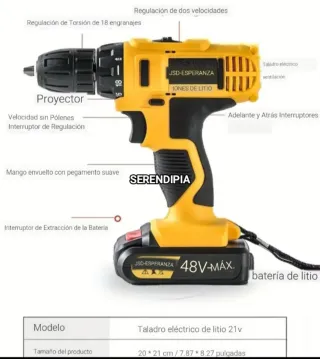 2 TALADROS COMPLETOS CON 2 BATERÍAS CADA UNO.