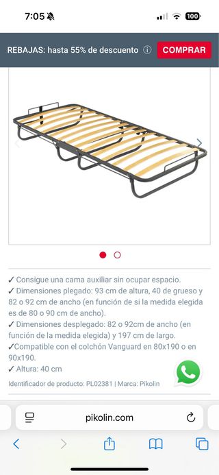 Cama Plegable Pikolin sin Colchón