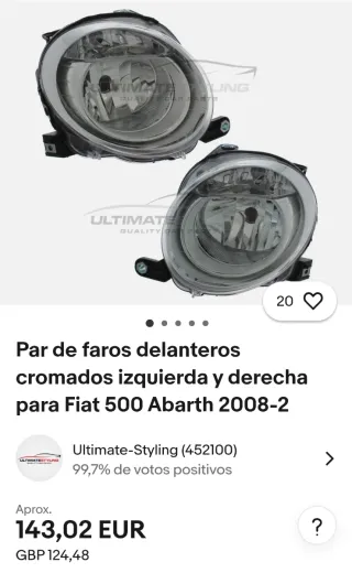 Faros, antiniebla y retrovisores para Fiat 500