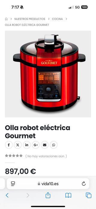 Olla Robot Eléctrica Gourmet Roja