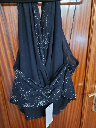 Top Zara Negro L con Lentejuelas