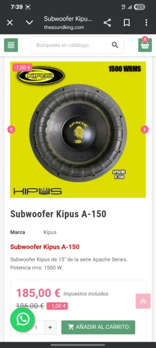 Subwoofer Kipus Apache 1500W