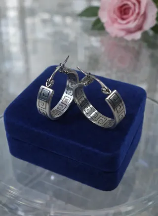 Pendientes Aro Acero Quirúrgico Diseño Greco 2.5cm