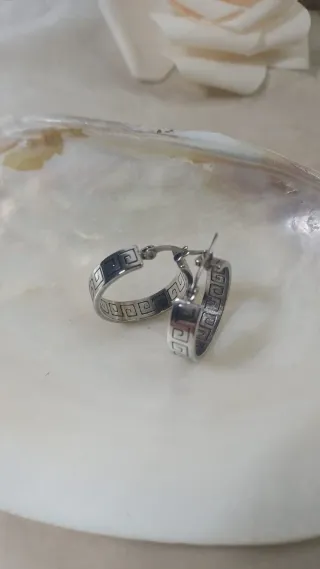 Pendientes Aro Acero Quirúrgico Diseño Greco 2.5cm