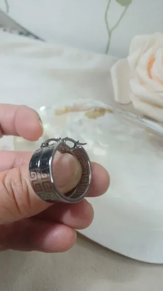 Pendientes Aro Acero Quirúrgico Diseño Greco 2.5cm