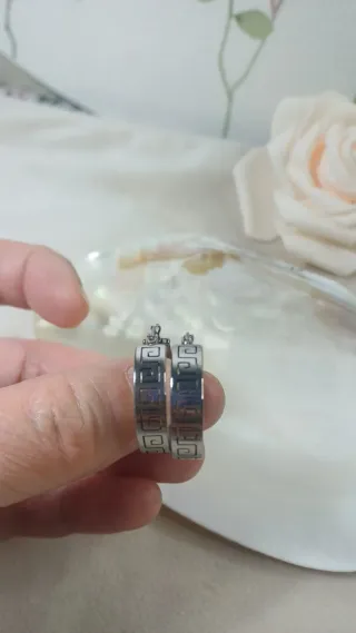 Pendientes Aro Acero Quirúrgico Diseño Greco 2.5cm