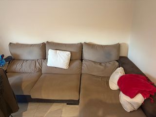 Sofá 3 plazas chaise longue marrón