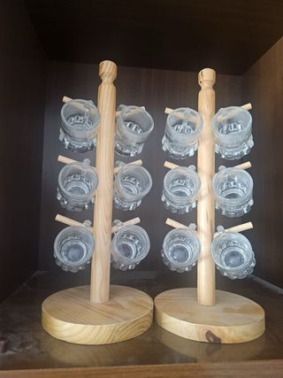 Juego de 12 chupitos con soporte de madera