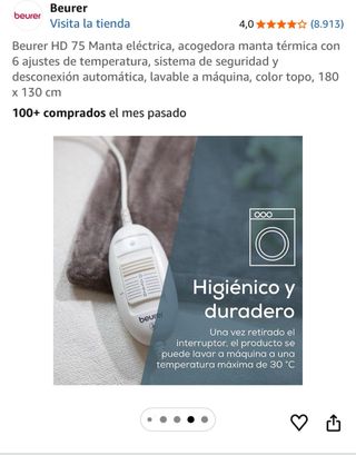 Manta Eléctrica Beurer HD 75