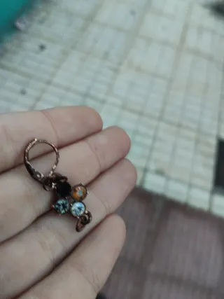 Pendientes de cobre con diamantes