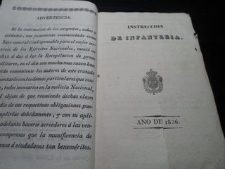 Antiguo 1837 Instrucción Infantería-MILITARIA