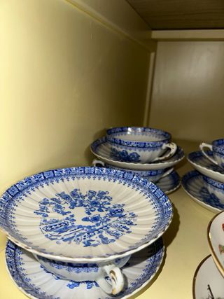 Juego Tazas y Platos Santa Clara Azul/Blanco
