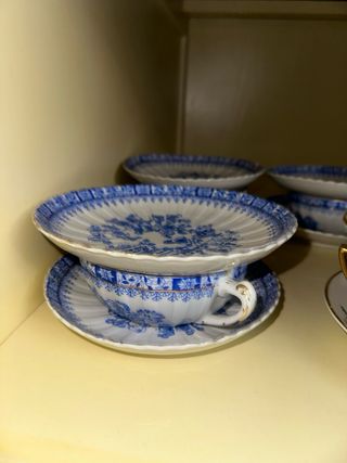 Juego Tazas y Platos Santa Clara Azul/Blanco