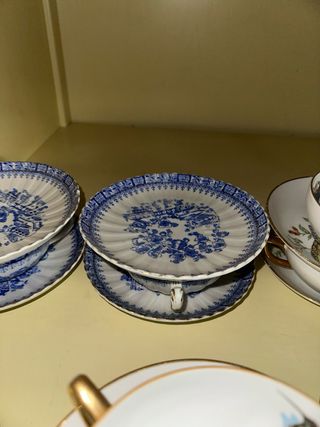 Juego Tazas y Platos Santa Clara Azul/Blanco