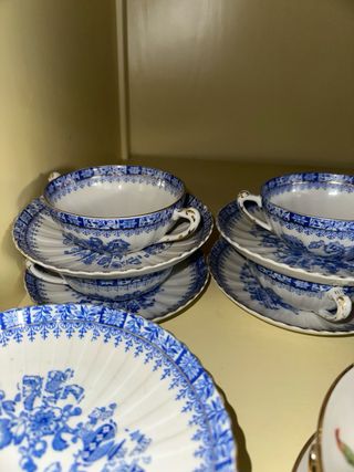 Juego Tazas y Platos Santa Clara Azul/Blanco