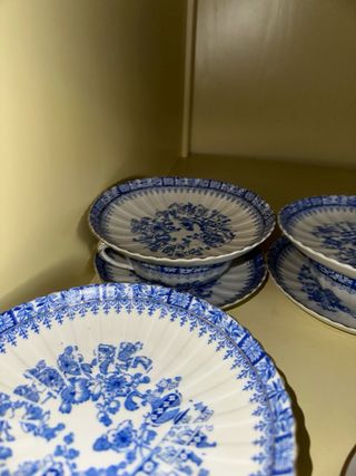 Juego Tazas y Platos Santa Clara Azul/Blanco