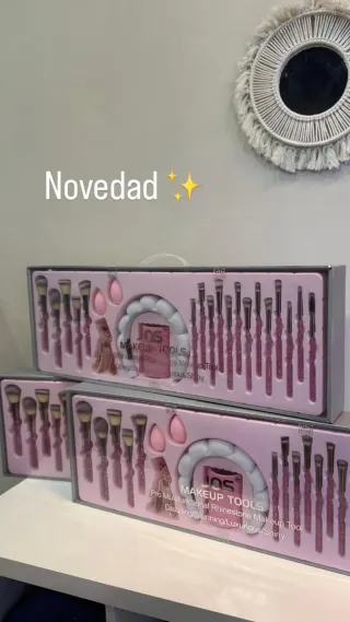 Set Brochas Maquillaje Jos Rhinestone Rosa