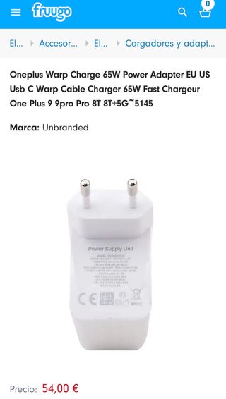 Cargador OnePlus Warp Charge 65w