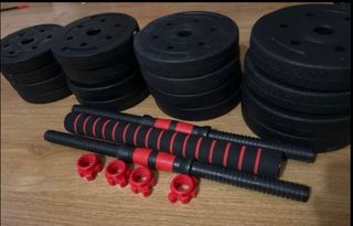 PESAS KIT 30KG BARRAS MANCUERNAS DISCOS