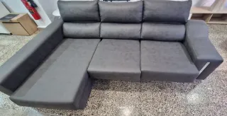 Sofá Chaiselongue Gris Tela
