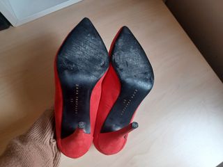 Zapatos Zara Trafaluc tacón ante rojo T37
